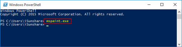 open paint by windows powershell