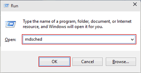 open Windows memory diagnostic via run