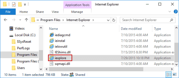 open internet explorer in This PC