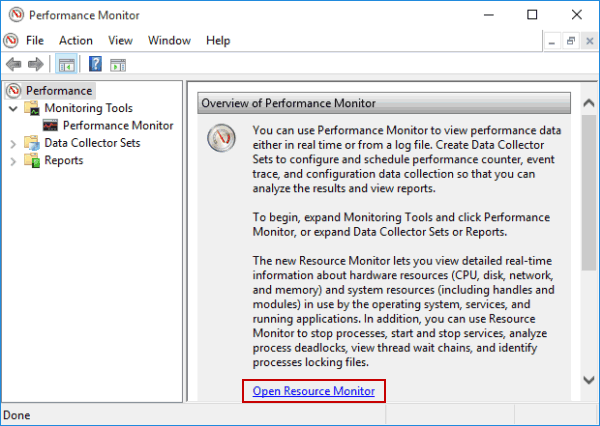 access resource monitor in performance monitor