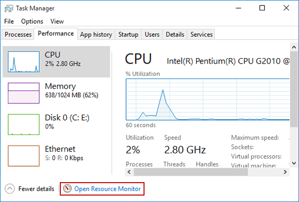 access resource monitor in task manager