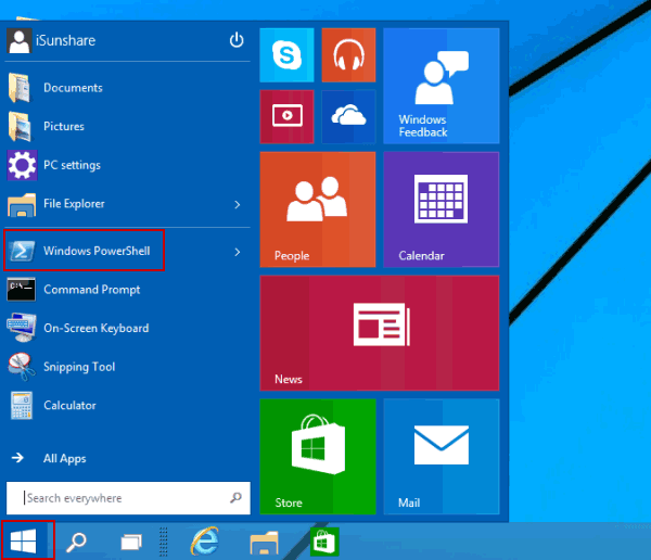 select Windows PowerShell