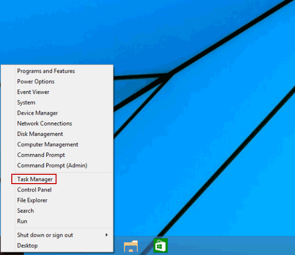 select task manager on quick access menu