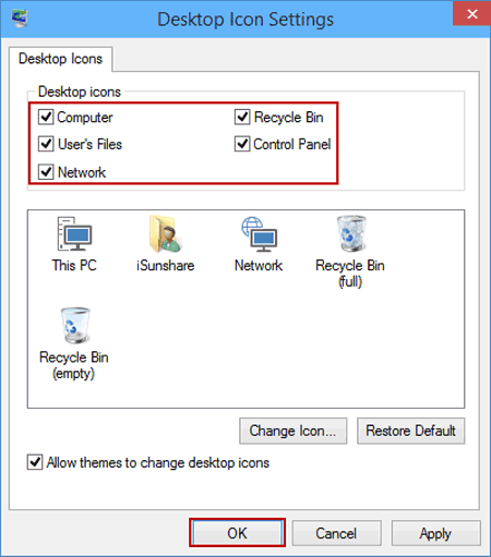 select desktop icons