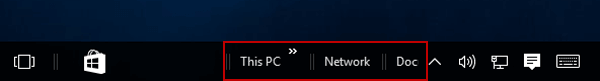 network documents and this pc on taskbar