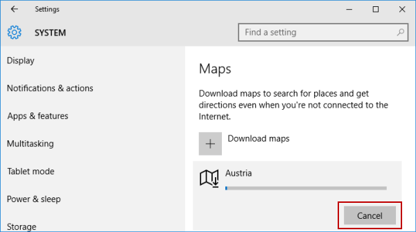 cancel downloading map