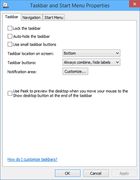 no toolbars option in taskbar