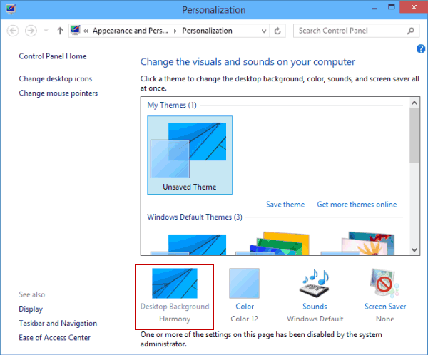 desktop background settings disabled