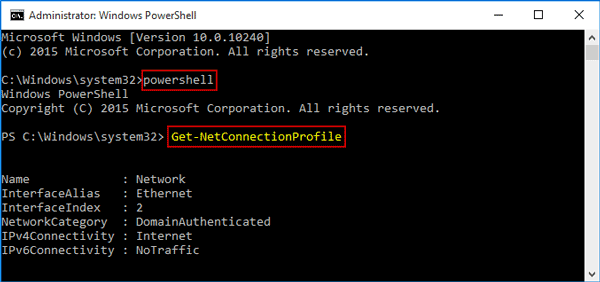 get network name with powershell command