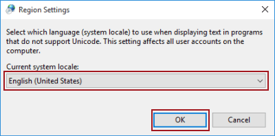 select system locale