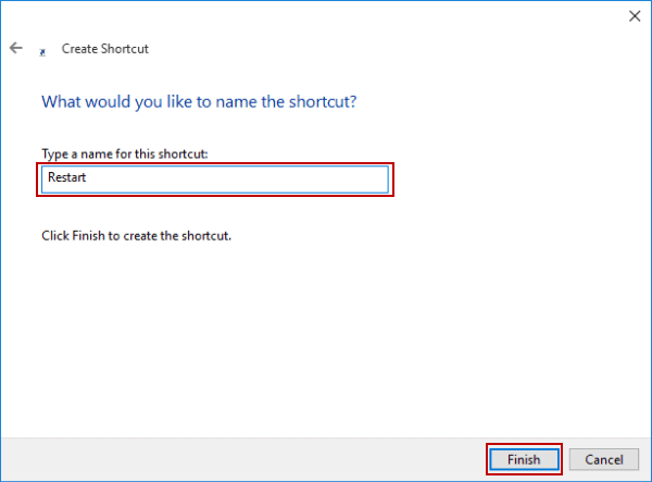 name restart shortcut
