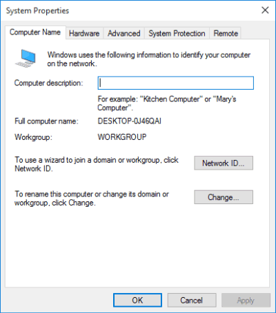 computer name settings