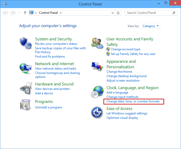 select change date time or number format