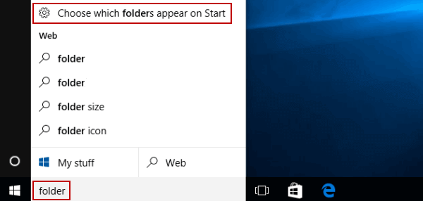 click choose which folders appear on start