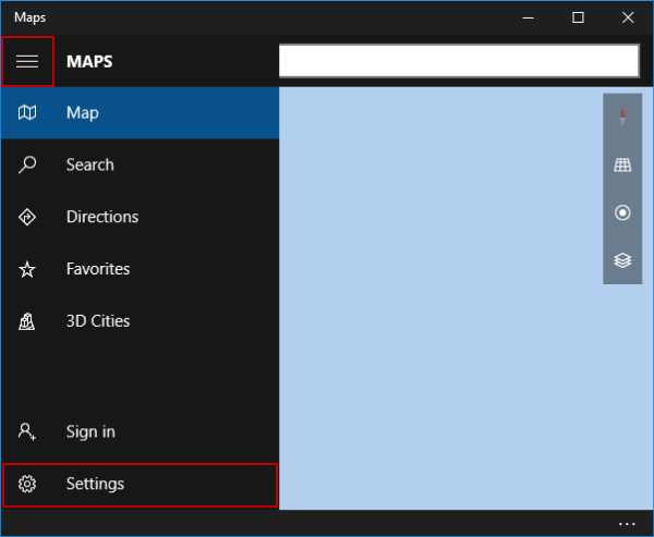 enter maps settings