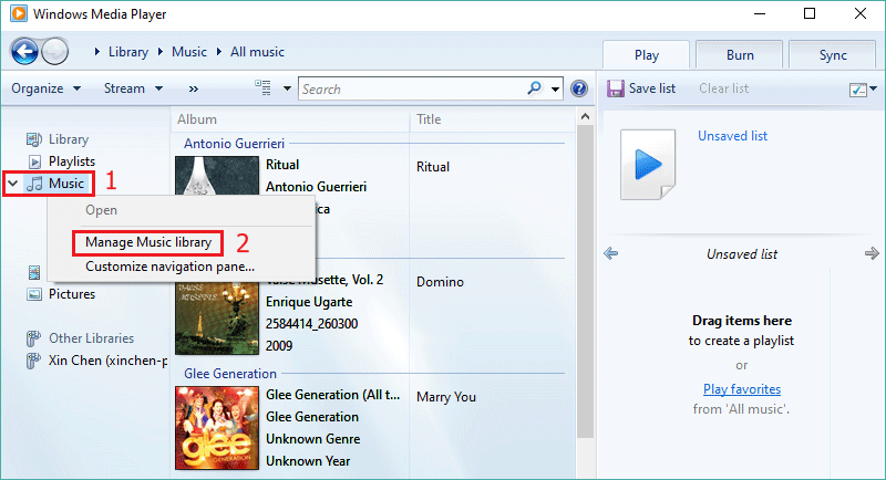 manage music library