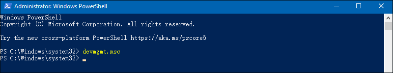 type the command in powershell