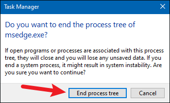 confirm to end process tree