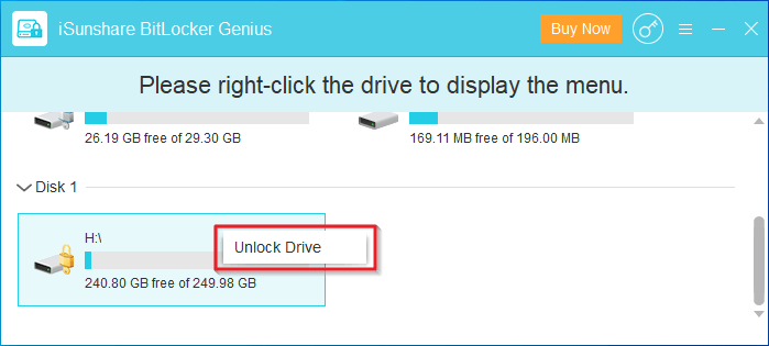 click unlock drive in utility
