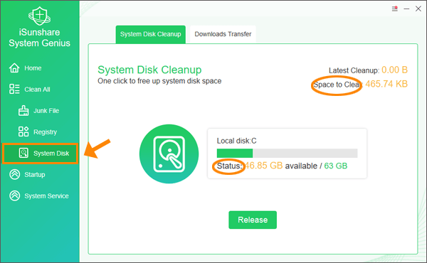 choose the system disk function