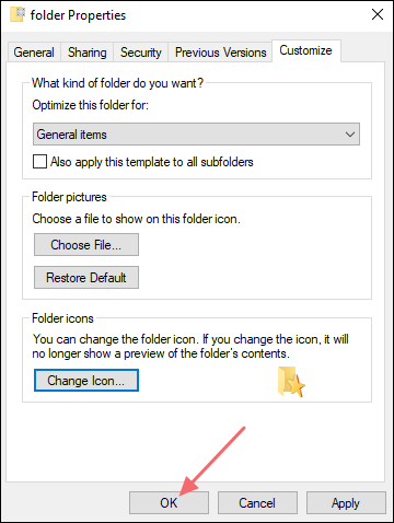 click ok to change folder icon