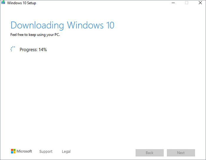 wait for downloading Windows 10