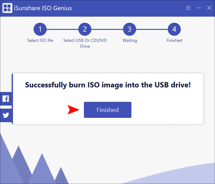 successfully burn ISO image into the USB drive