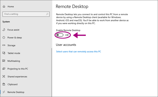 remote desktop is disabled successfully