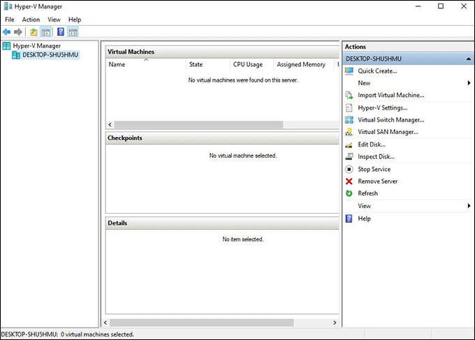 open Hyper-V manager and create a new virtual machine
