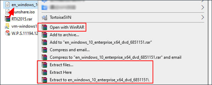 open ISO image file with WinRAR