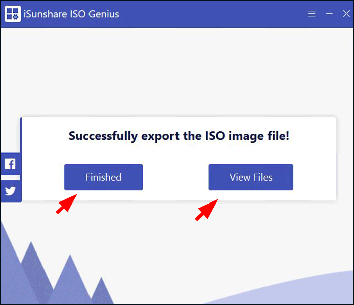 successfully export the ISO image file