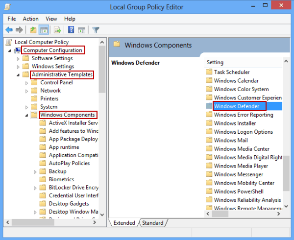 open Windows defender folder