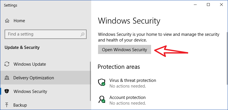 open windows security
