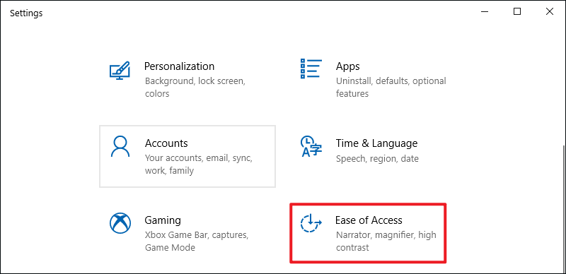 select Ease of Access