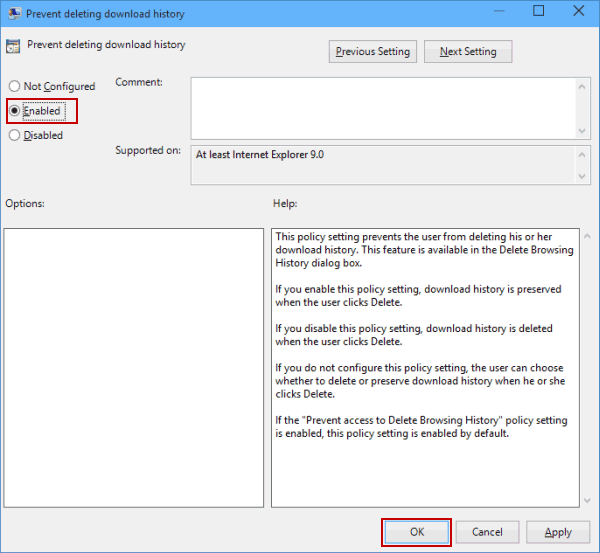 enable prevent deleting download history