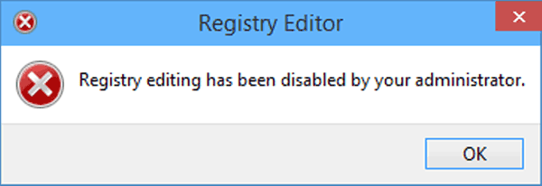 message about registry edtor disabled