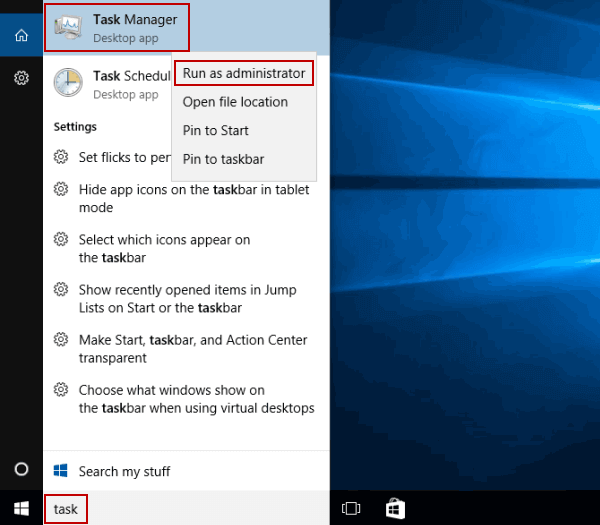 run task manager as administrator