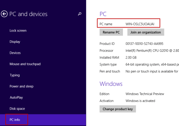 see pc name in pc info