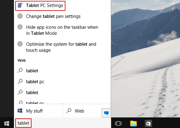open tablet pc settings