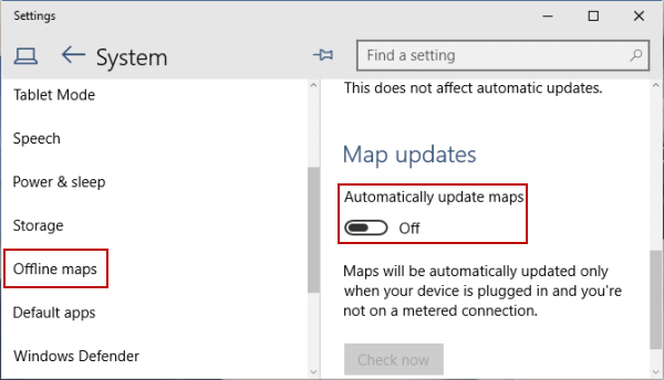 turn off automatically update maps