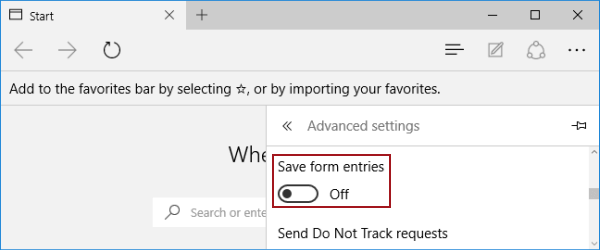 turn off save form entries