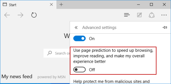 turn off use page prediction