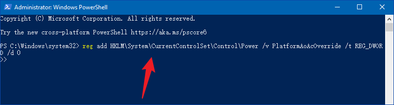 peform the command in powershell