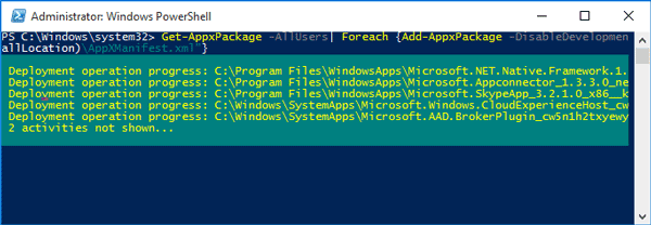 reinstall all windows 10 built-in apps with powershell command