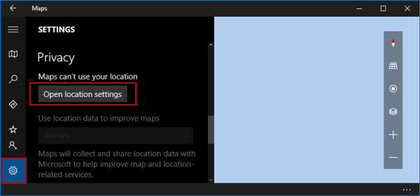 click open location settings