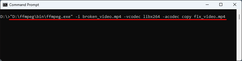 re-encode the broken video file