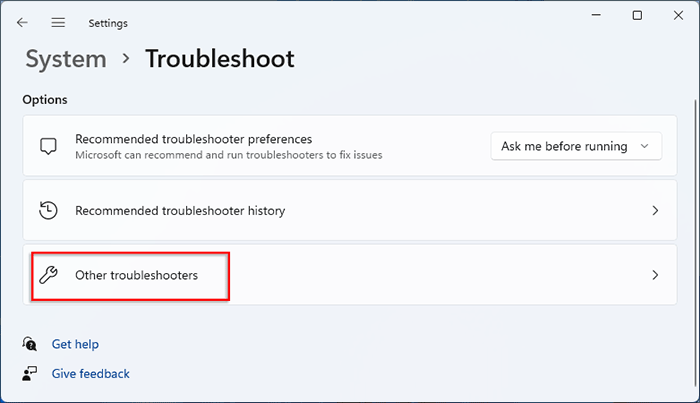 click on Other troubleshooters