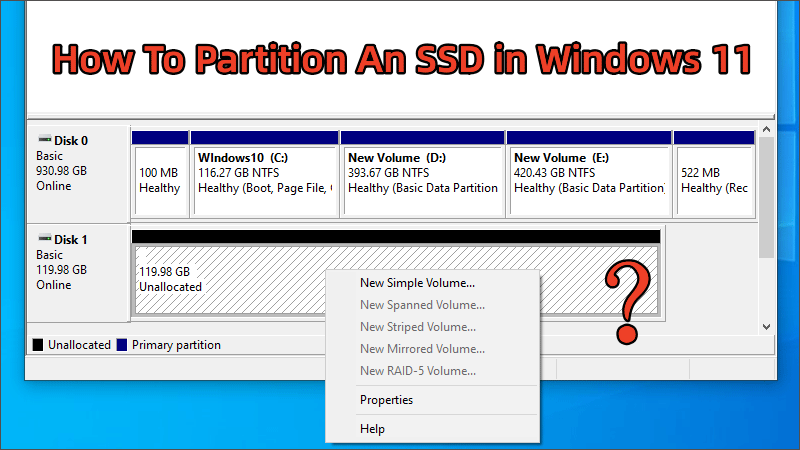 partition an SSD in Windows 11