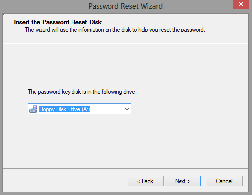 choose password reset disk