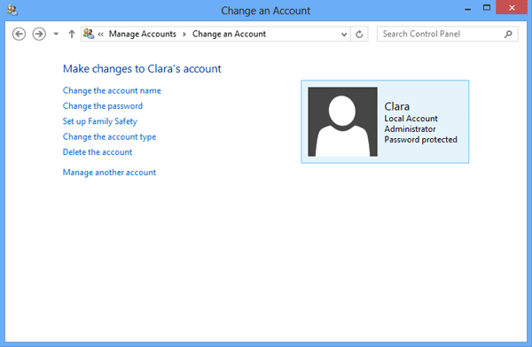change surface 2 user account